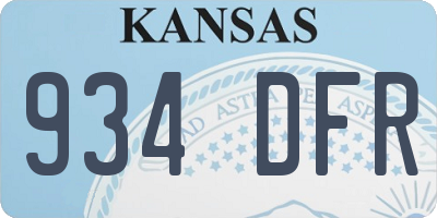 KS license plate 934DFR