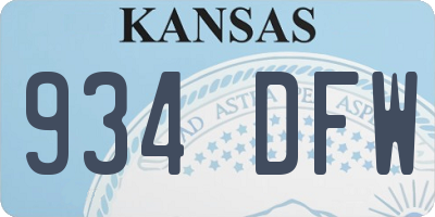 KS license plate 934DFW