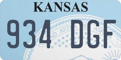 KS license plate 934DGF