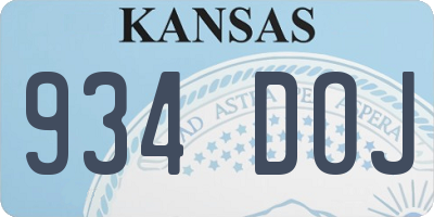 KS license plate 934DOJ