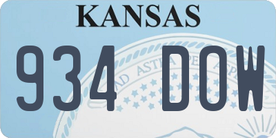 KS license plate 934DOW