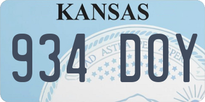 KS license plate 934DOY