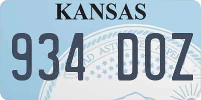 KS license plate 934DOZ