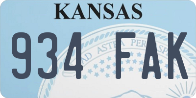 KS license plate 934FAK