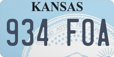 KS license plate 934FOA