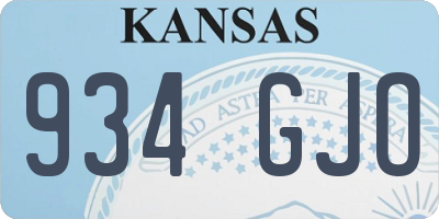 KS license plate 934GJO