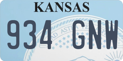 KS license plate 934GNW