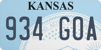 KS license plate 934GOA