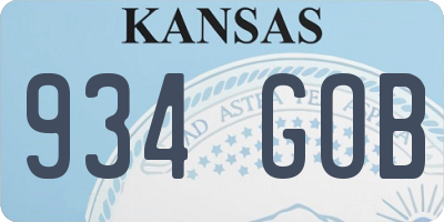 KS license plate 934GOB