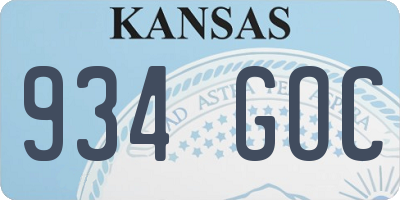 KS license plate 934GOC