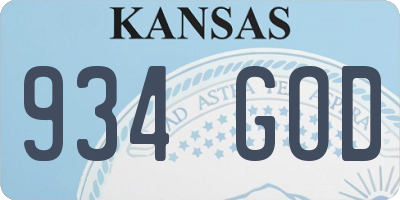 KS license plate 934GOD