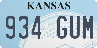 KS license plate 934GUM
