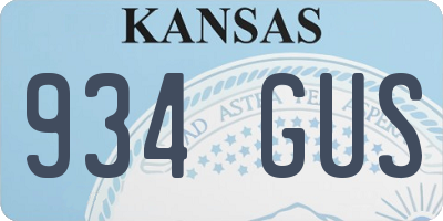 KS license plate 934GUS