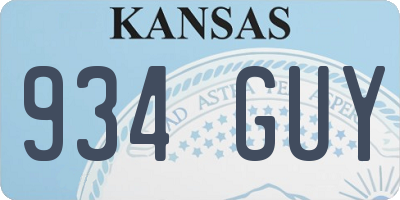 KS license plate 934GUY