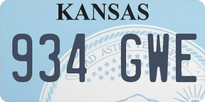 KS license plate 934GWE