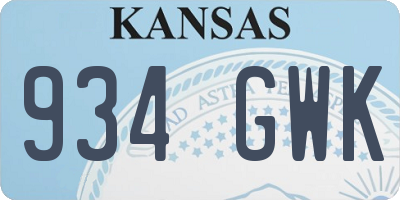 KS license plate 934GWK