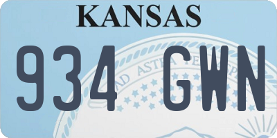 KS license plate 934GWN