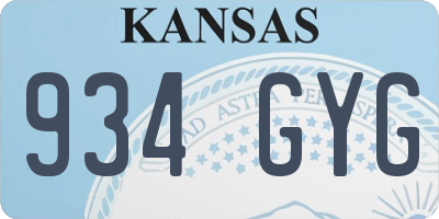 KS license plate 934GYG