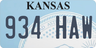 KS license plate 934HAW
