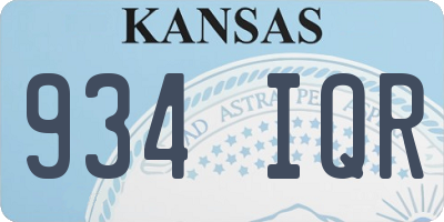 KS license plate 934IQR