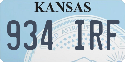 KS license plate 934IRF