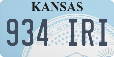 KS license plate 934IRI