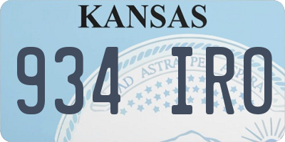 KS license plate 934IRO