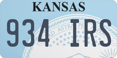 KS license plate 934IRS