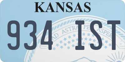 KS license plate 934IST