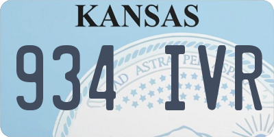 KS license plate 934IVR