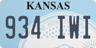 KS license plate 934IWI