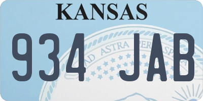 KS license plate 934JAB