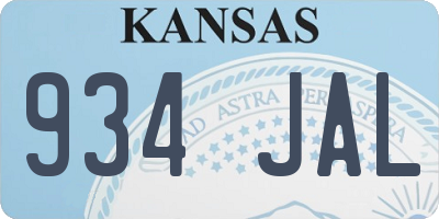 KS license plate 934JAL