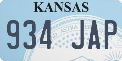 KS license plate 934JAP