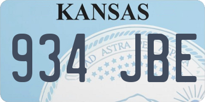 KS license plate 934JBE