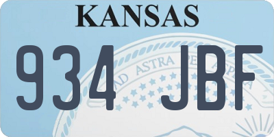 KS license plate 934JBF