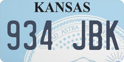 KS license plate 934JBK