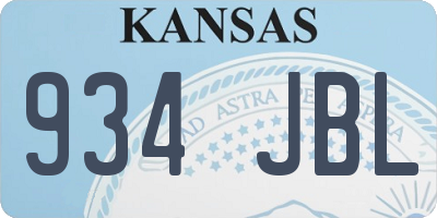 KS license plate 934JBL