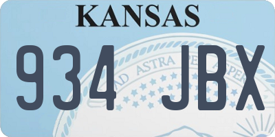 KS license plate 934JBX