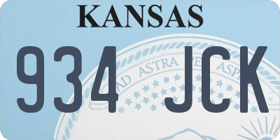 KS license plate 934JCK