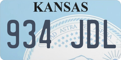 KS license plate 934JDL