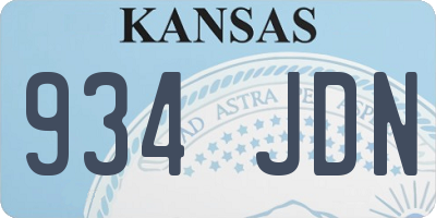 KS license plate 934JDN