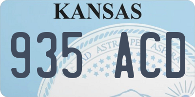 KS license plate 935ACD
