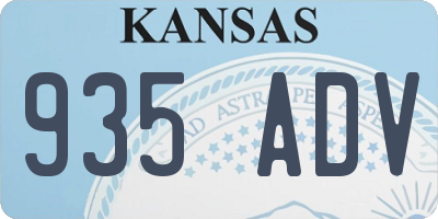 KS license plate 935ADV
