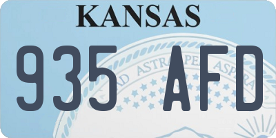 KS license plate 935AFD