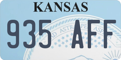 KS license plate 935AFF