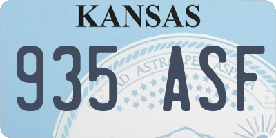 KS license plate 935ASF