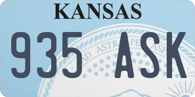 KS license plate 935ASK