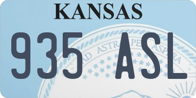 KS license plate 935ASL