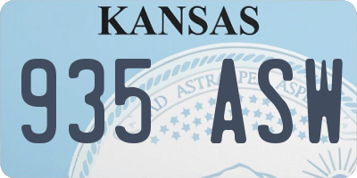 KS license plate 935ASW